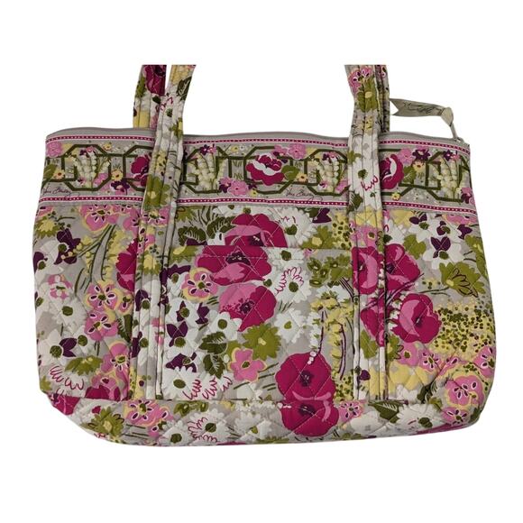 Make Me Blush Vera Bradley Shoulder Bag Floral Quilted Purse Pink Green Flowers - Picture 2 of 11